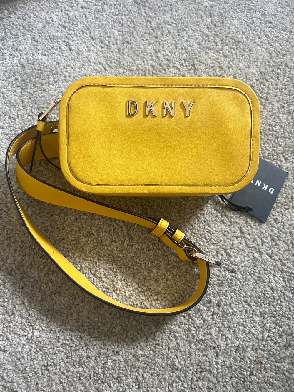 DKNY Yellow Duane-Belt Bag with Gold Logo